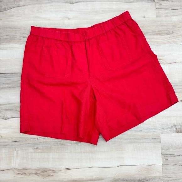 J. Jill Love Linen Patch Pocket Pull On Shorts Strawberry Jam Red XL - Picture 3 of 7